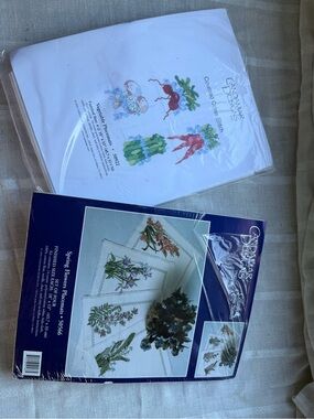 Vintage CandamarCounted Cross Stitch Kits - Floral Vegetable Motifs - White